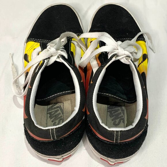 Vans Off The Wall Old School Flame Black Yellow Red US 8 Skateboard Shoes - Picture 9 of 11